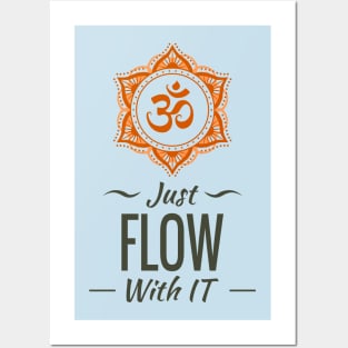 Just Flow With IT Yoga Om Mandala Posters and Art